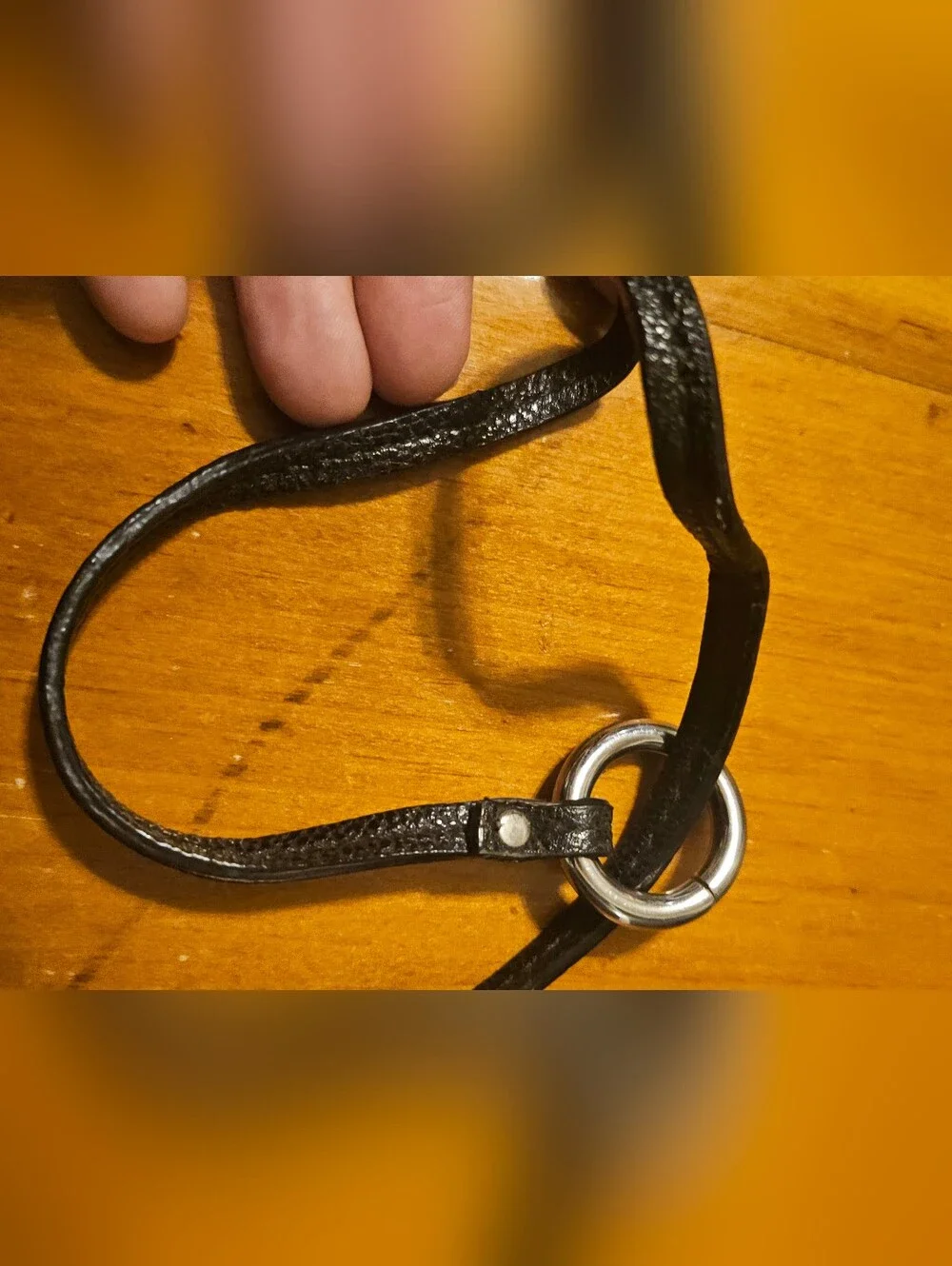 Calvin Klein Black Leather With Silver Bar Purse Charm Decor